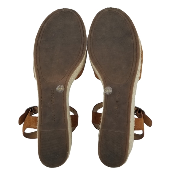 Lucky Brand Naveah Camel Brown Leather Platform Espadrille Women's Size 11 - Picture 8 of 9